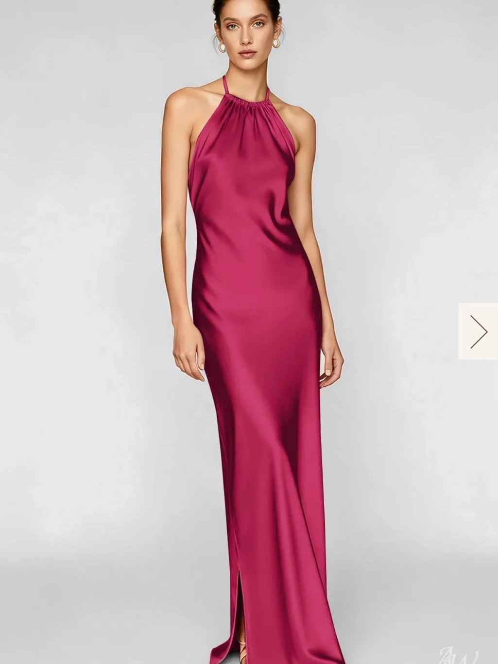Halter Satin Maxi Dress In Berry